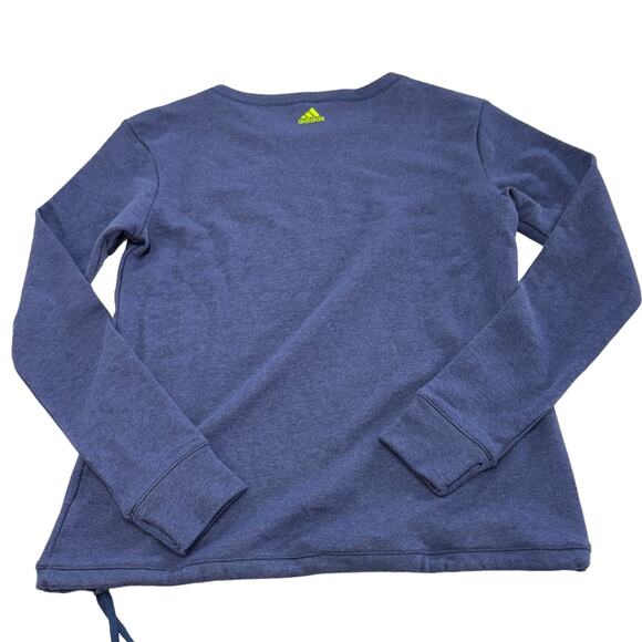 Adidas Sweatshirt Womens Medium Blue Logo Drawstring Hem Cozy Pullover - Picture 2 of 10